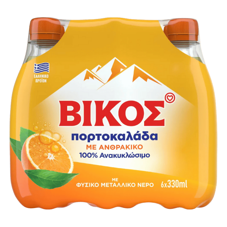 Vikos Orange 6-Pack (330ml/Stück) von Vikos bei Araxxon  - Hochwertiges griechisches Produkt.   Vikos Orange 6-Pack (330ml/Stück) από Vikos στο Araxxon  - Αυθεντικό ελληνικό προϊόν.